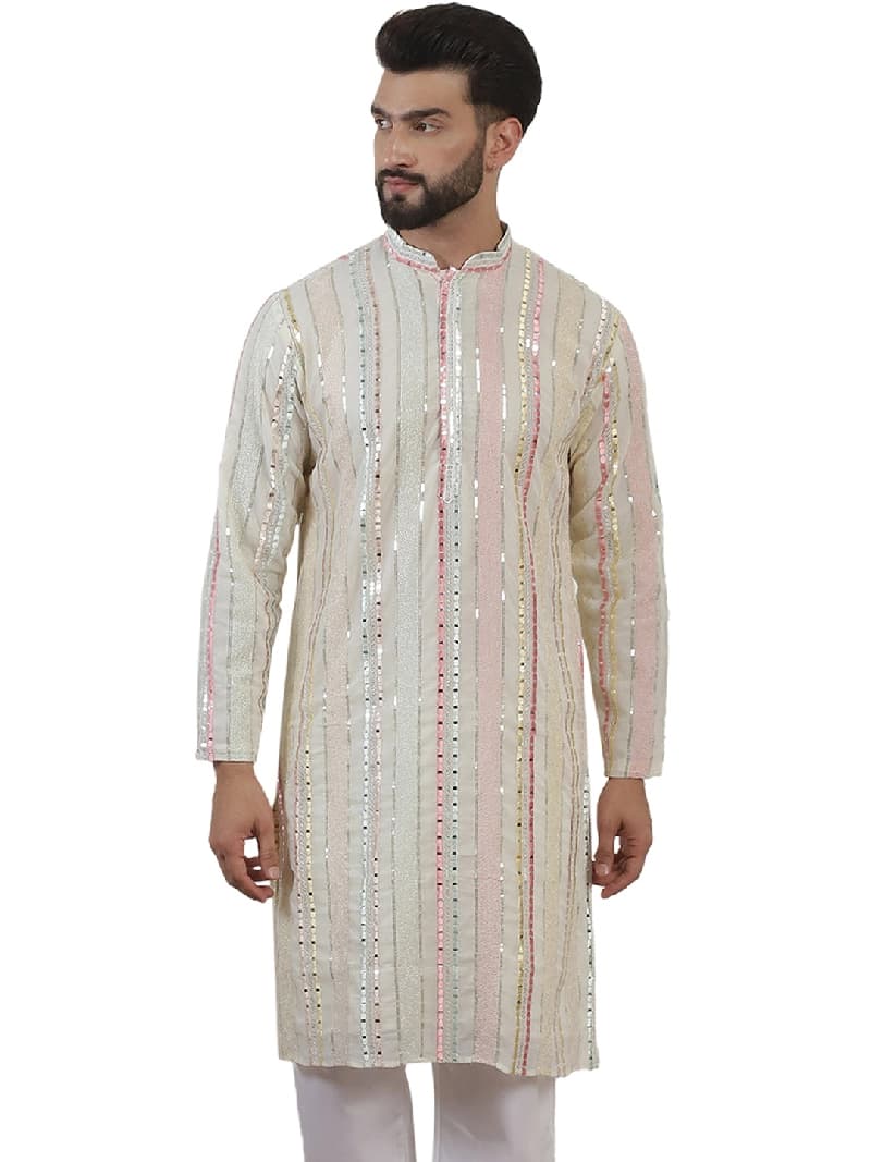 Men's White Festive Kurta