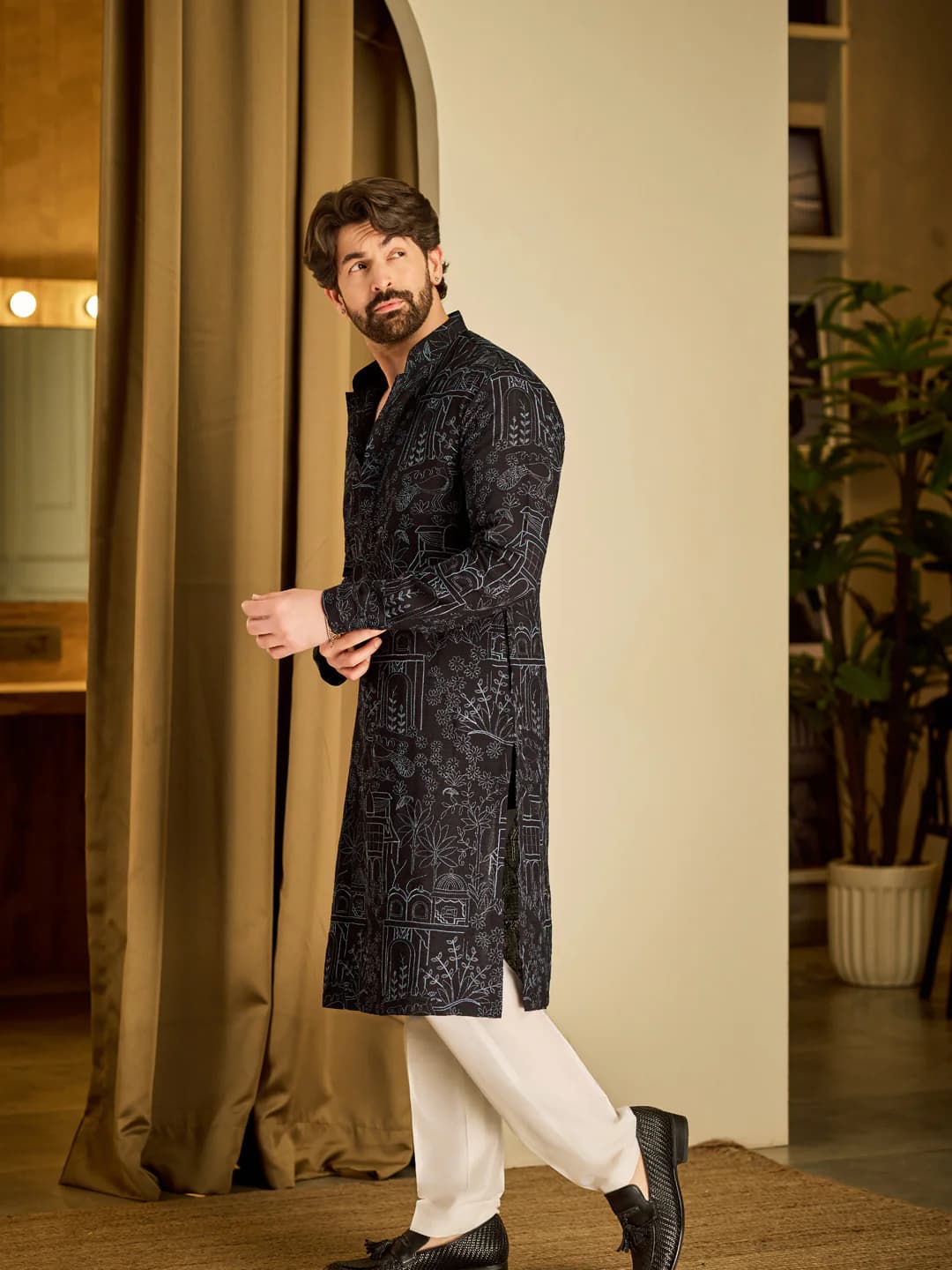 Men's Multicolor Festive Cotton Kurta