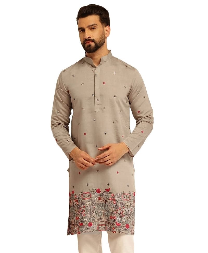 Men's Grey Festive Kurta