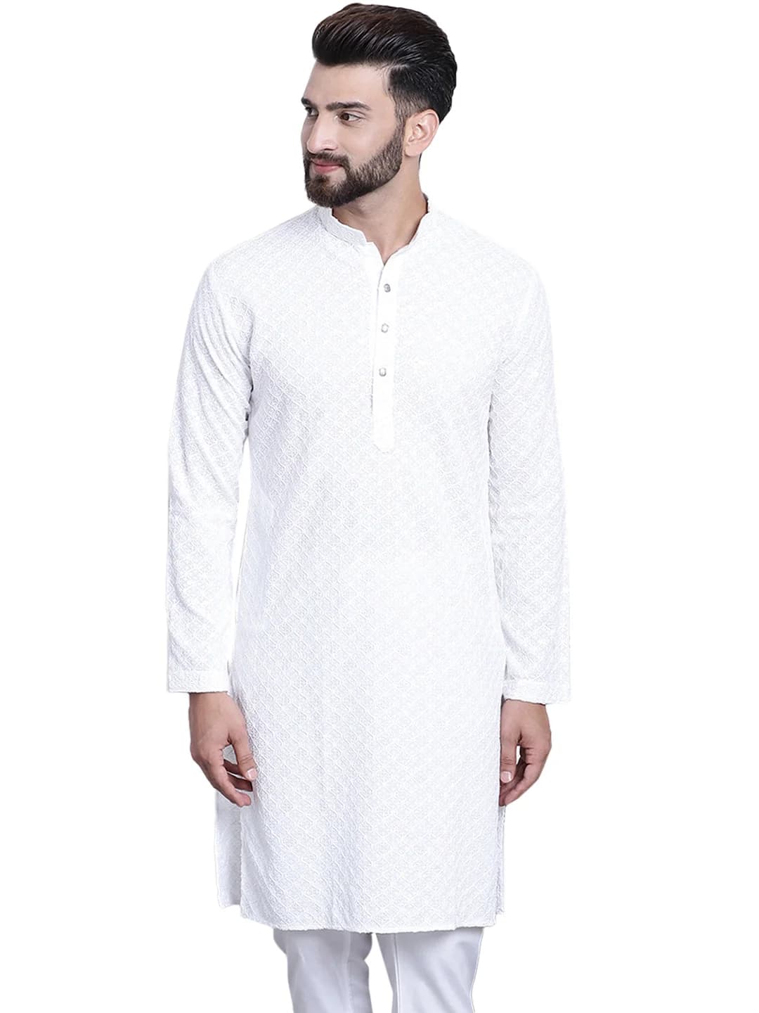 Men's White Casual Cotton Kurta