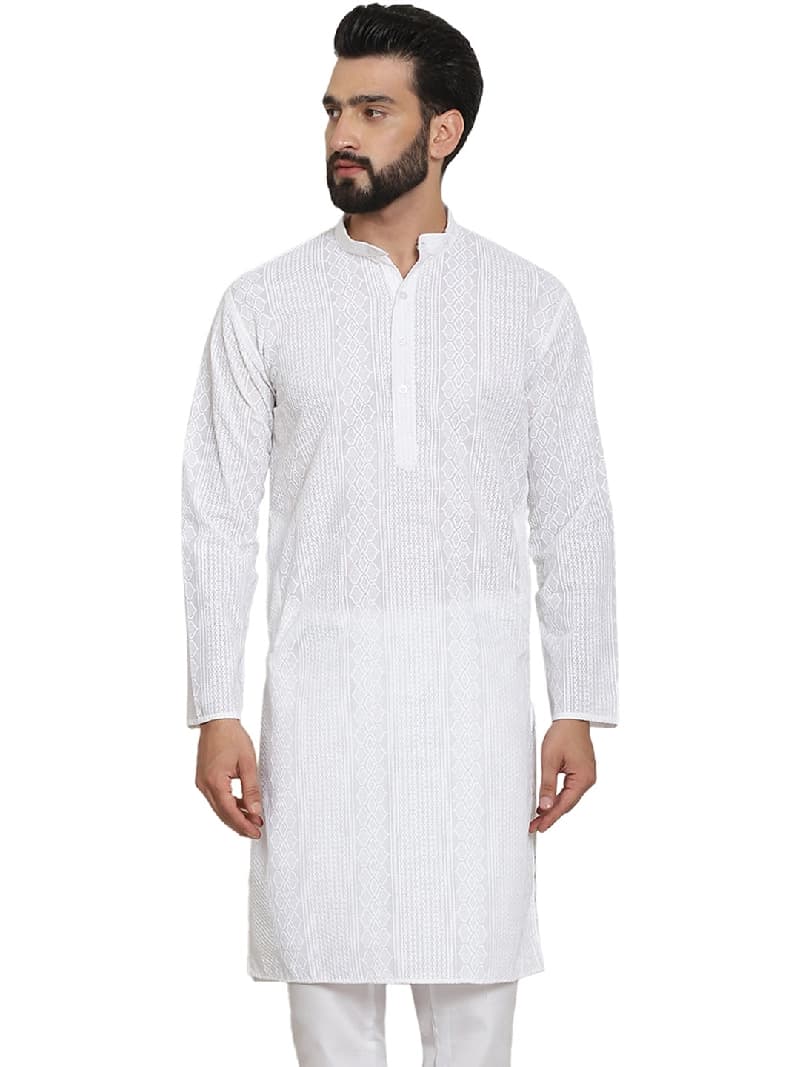 Men's White Festive Kurta
