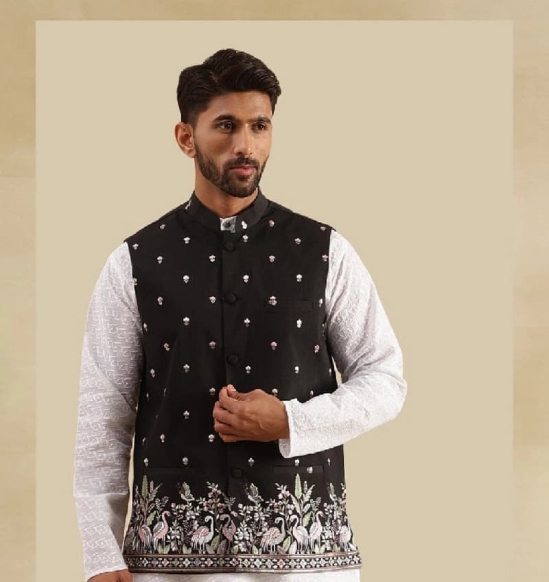 Men's Black Casual Nehru Jacket