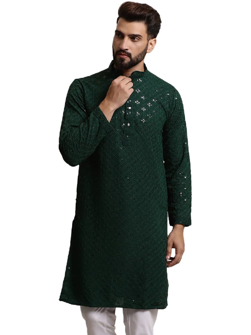 Men's Green Casual Kurta