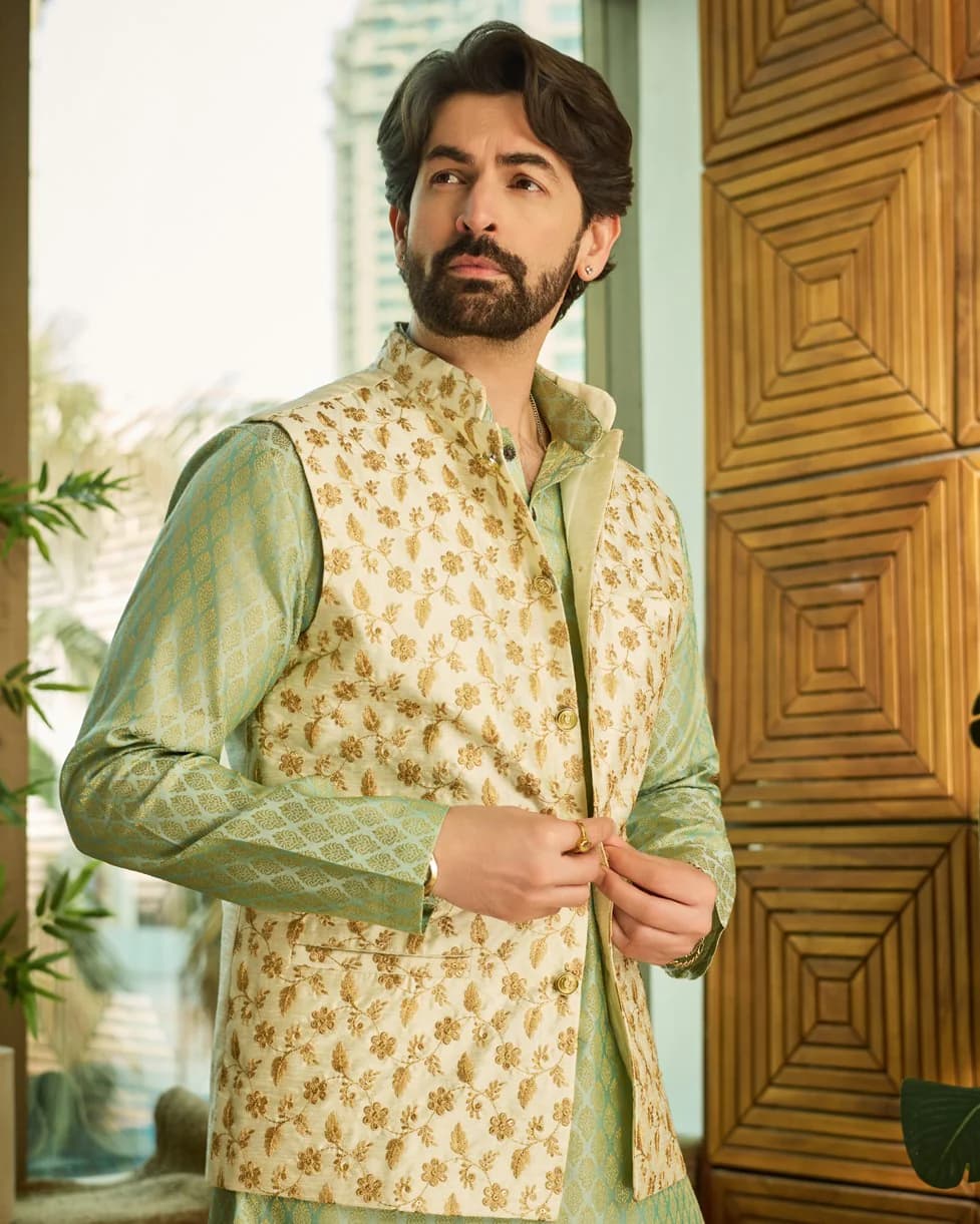 Men's White Casual Nehru Jacket