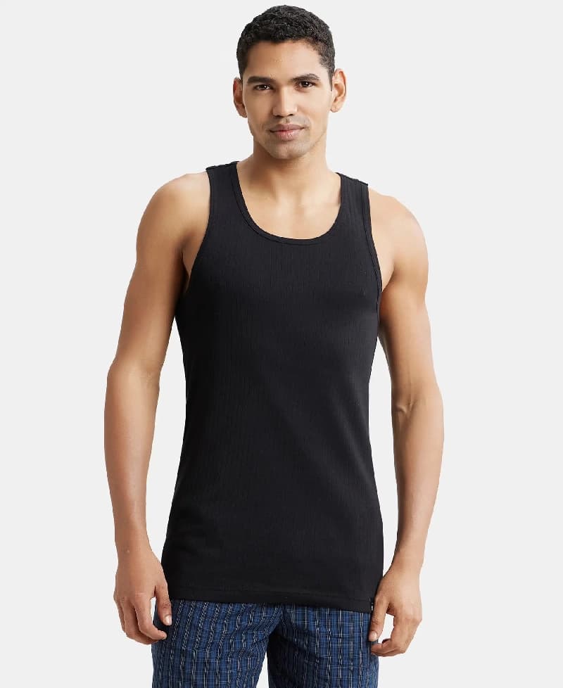 Men's Black Pure Cotton Vest