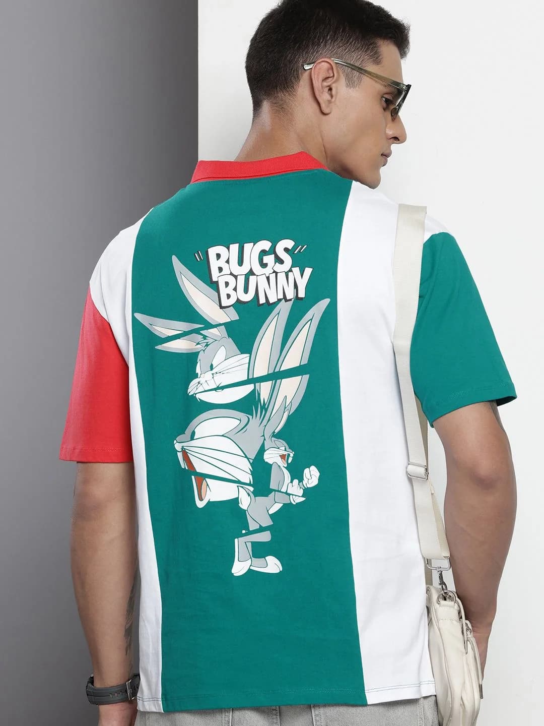 Men's Green Casual Printed Oversized Fit Polo Tshirt