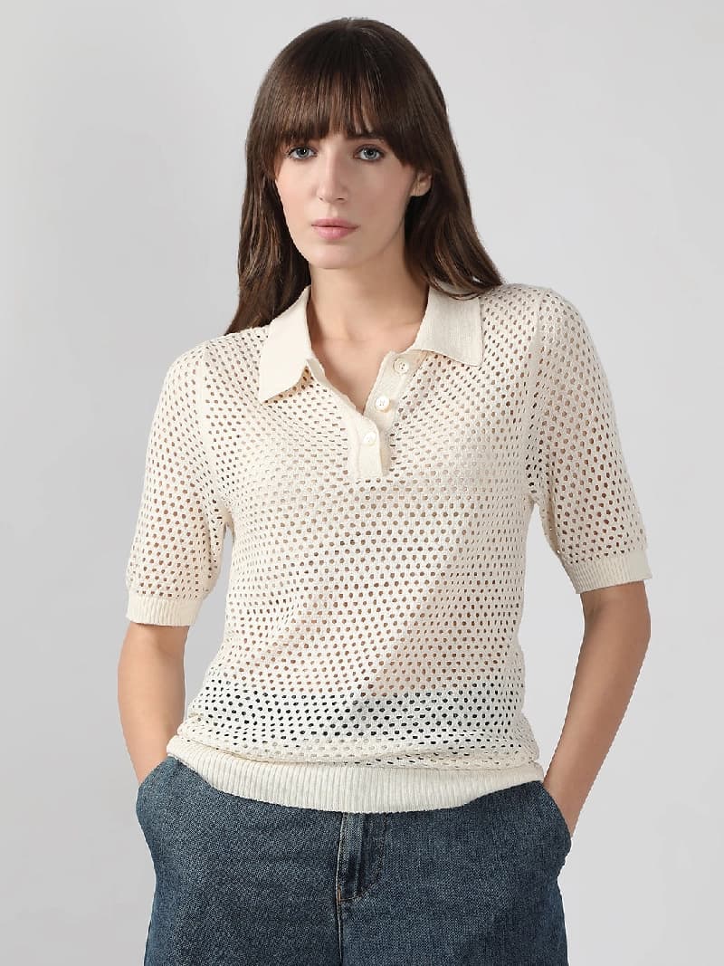 Women's White Casual Regular Fit Top