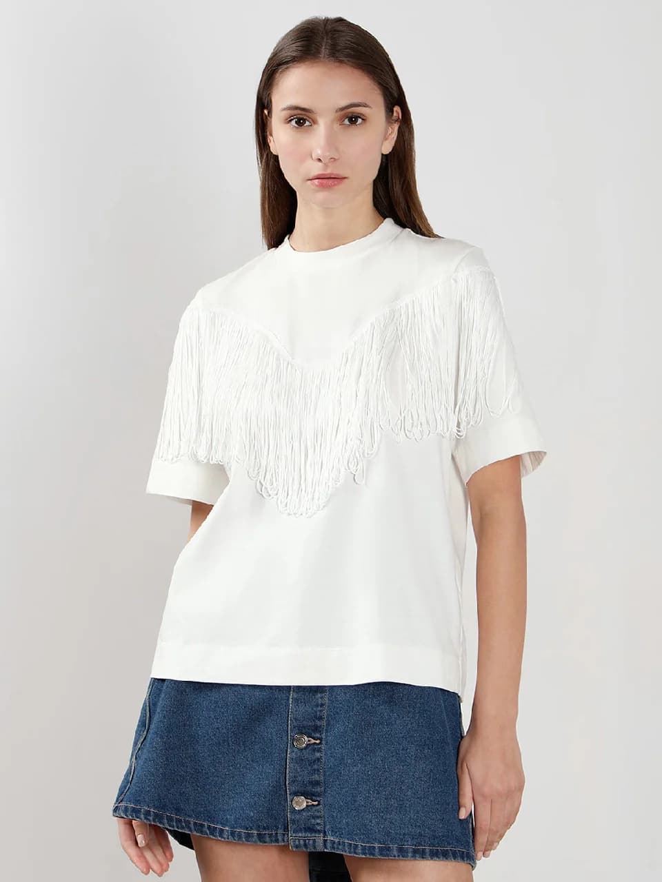 Women's White Casual Solid Regular Fit Tshirt
