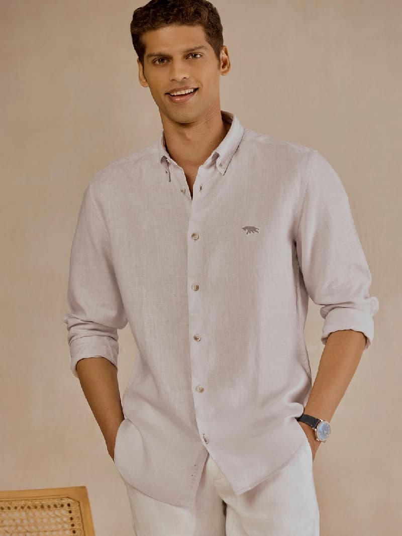 Men's Grey Casual Solid Regular Fit Shirt