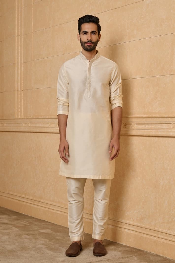 Men's Cream Festive Kurta Set