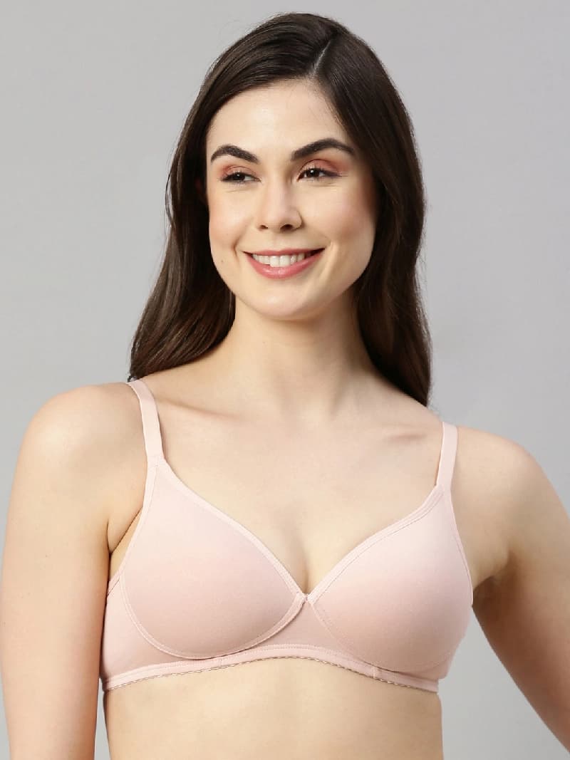 Women's Beige Tshirt Self Design Bra