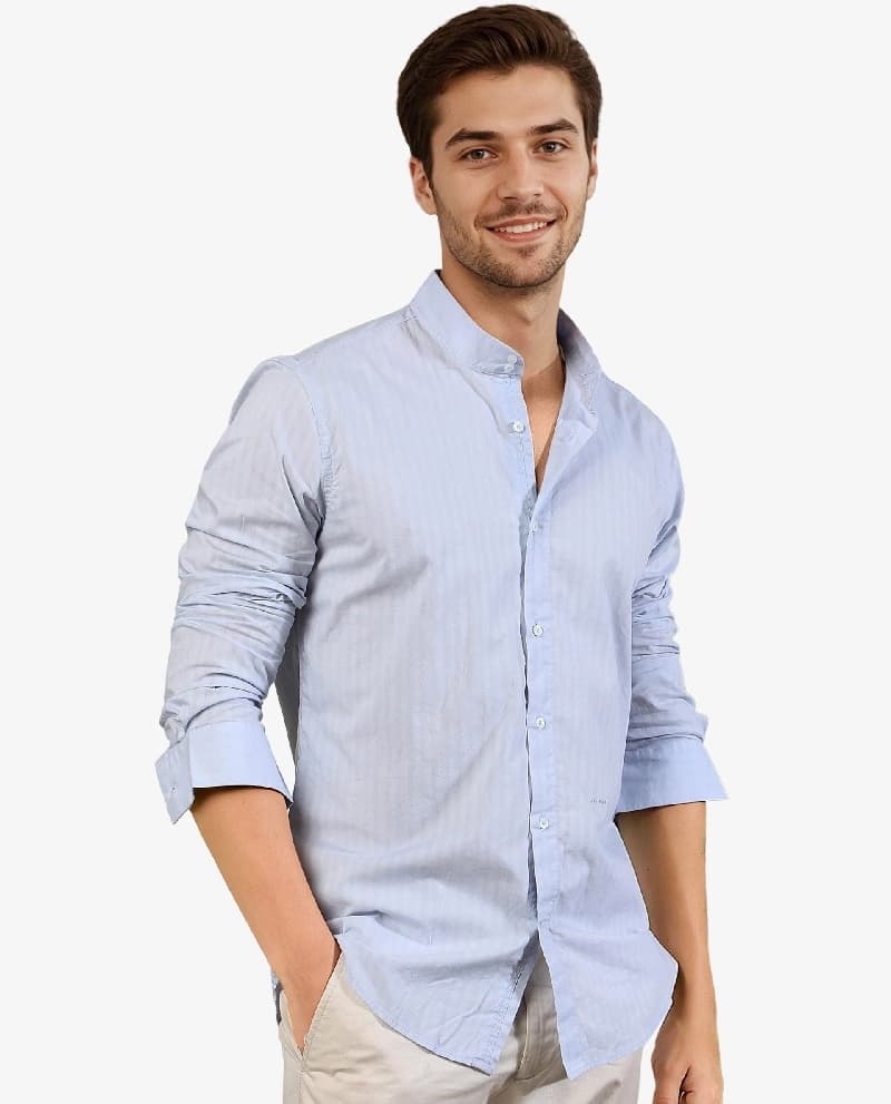 Men's Blue Formal Solid Regular Fit Shirt