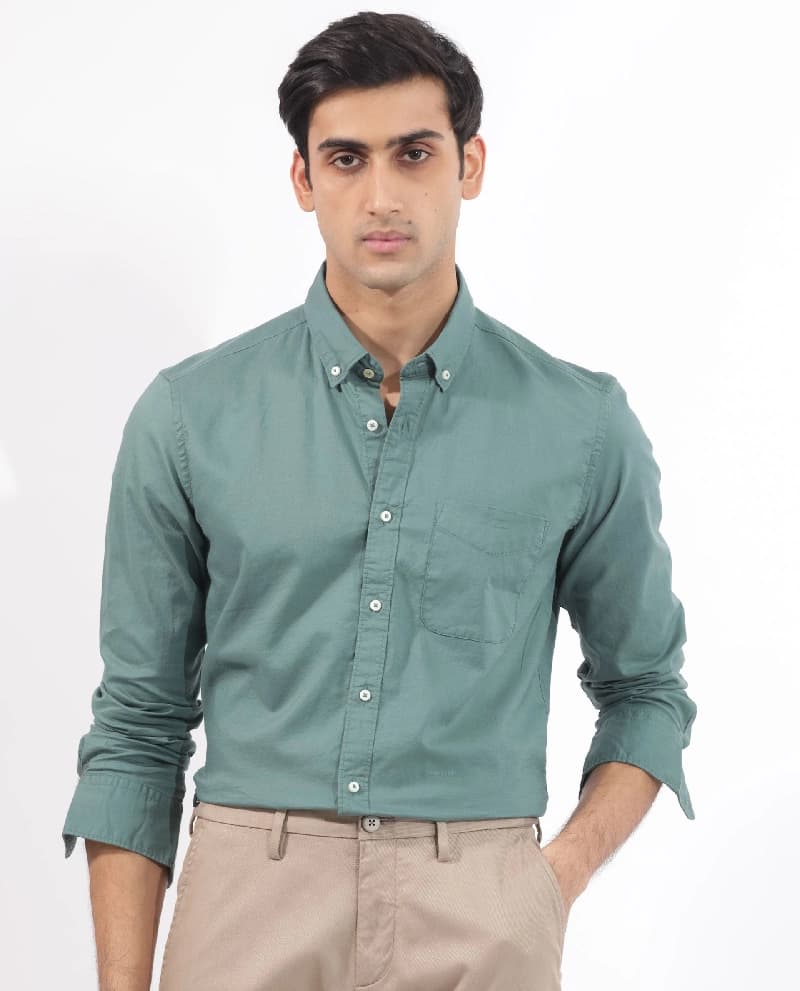 Men's Blue Formal Solid Regular Fit Shirt