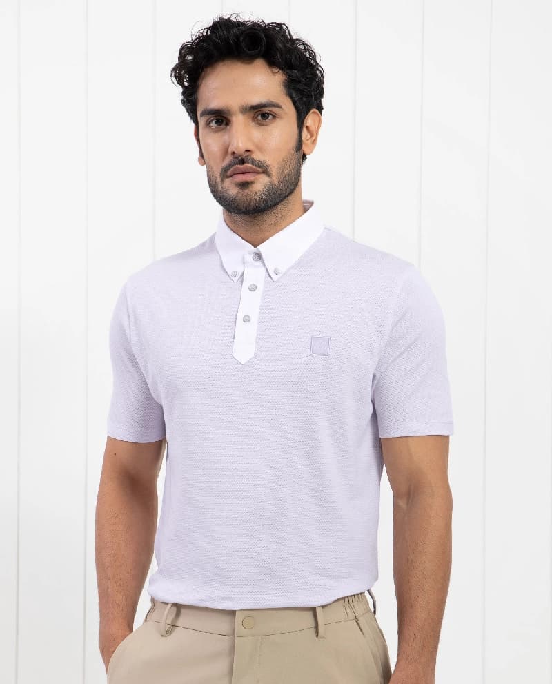 Men's Purple Casual Solid Regular Fit Polo Tshirt