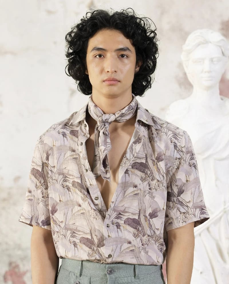 Men's Beige Casual Printed Regular Fit Shirt