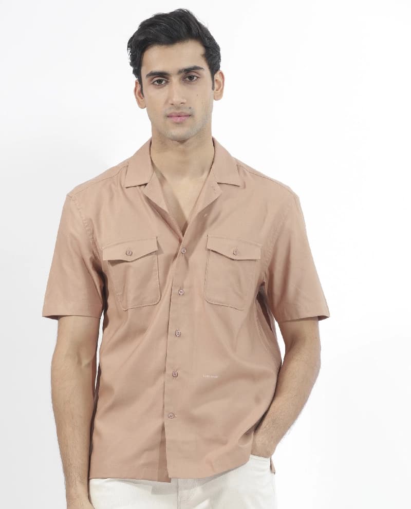 Men's Brown Casual Solid Regular Fit Shirt