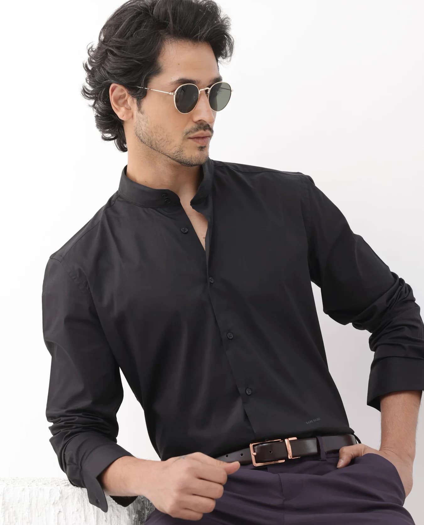 Men's Black Formal Solid Regular Fit Cotton Shirt