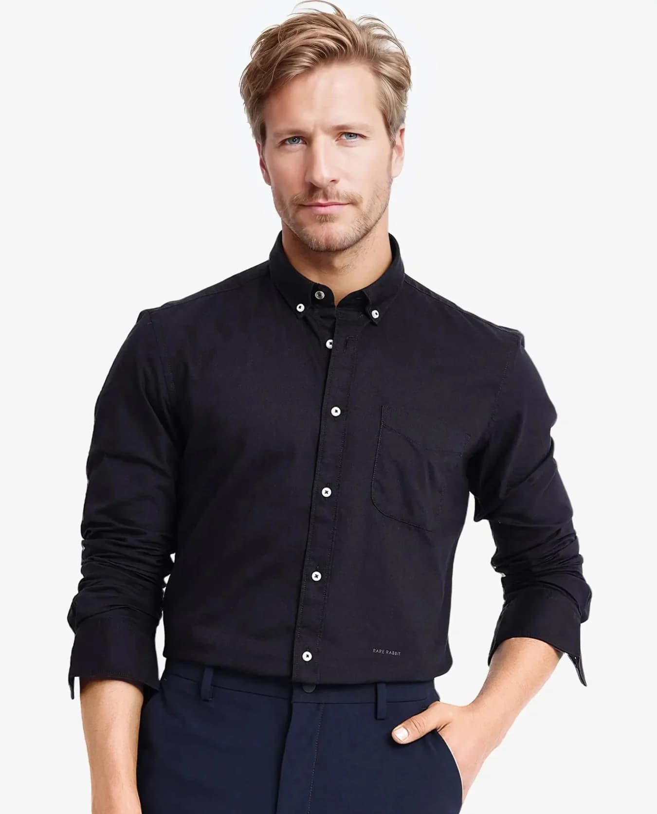 Men's Black Formal Solid Regular Fit Cotton Shirt