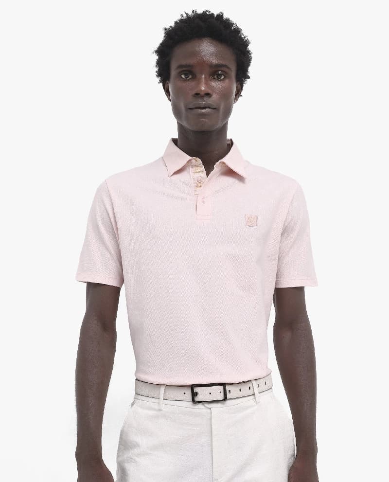 Men's Pink Casual Solid Regular Fit Polo Tshirt