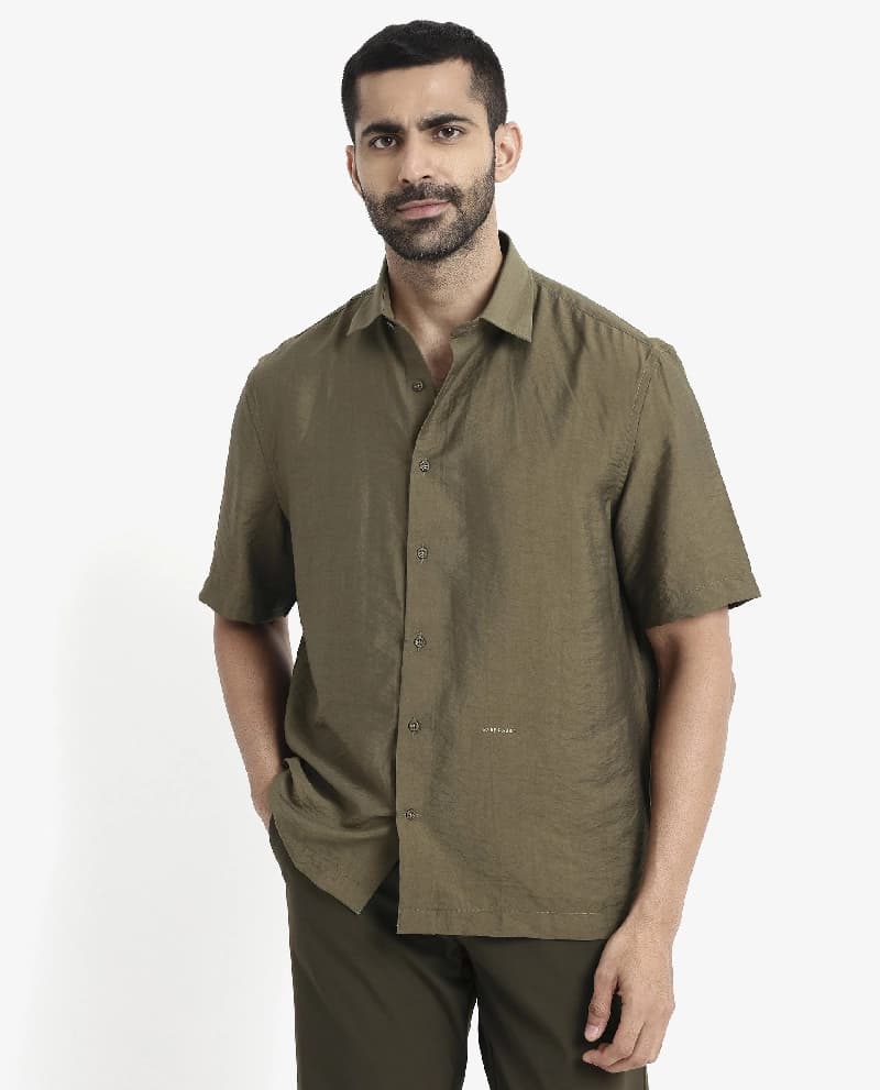 Men's Brown Casual Solid Regular Fit Shirt