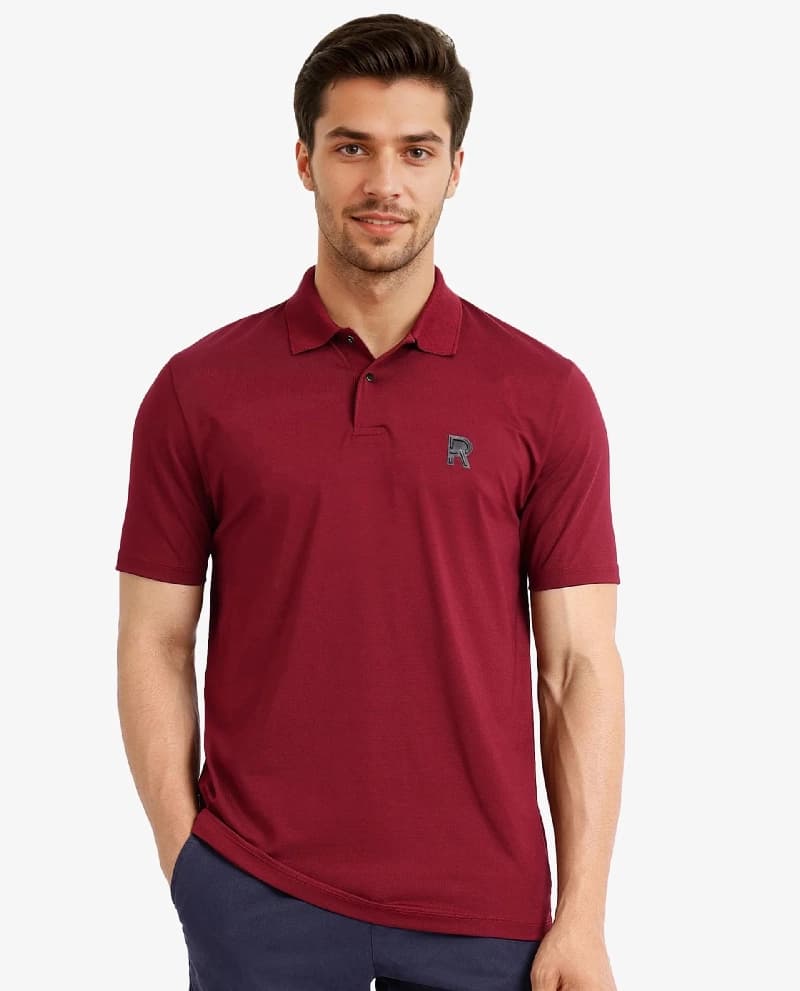 Men's Red Casual Solid Regular Fit Polo Tshirt