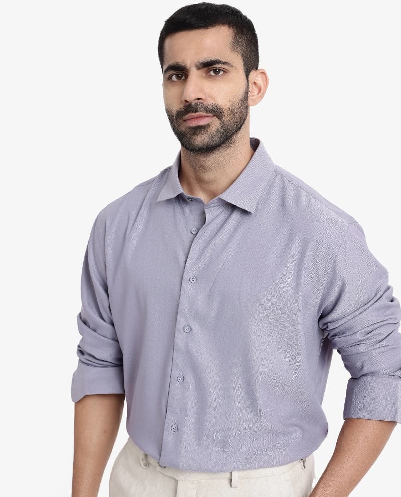 Men's Purple Casual Solid Regular Fit Shirt