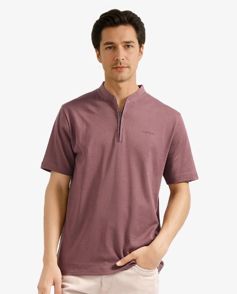 Men's Brown Casual Solid Regular Fit Tshirt
