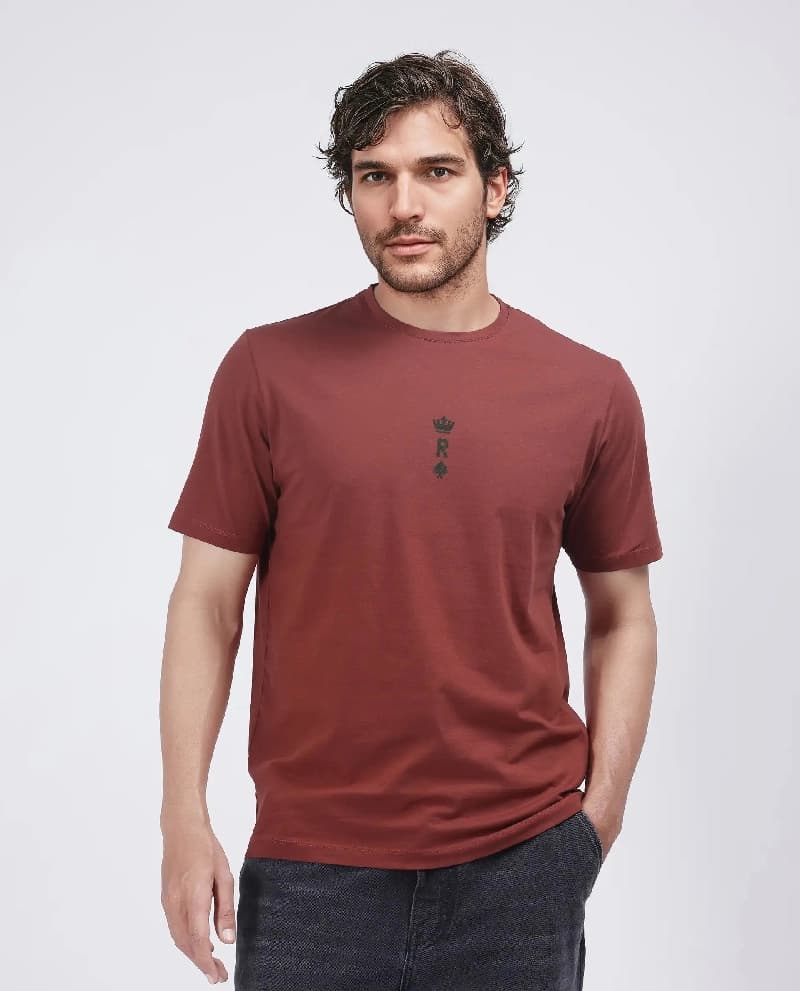 Men's Red Casual Printed Regular Fit Tshirt