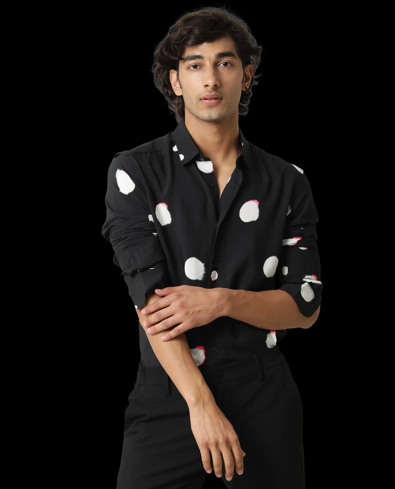 Men's Black Casual Printed Regular Fit Shirt