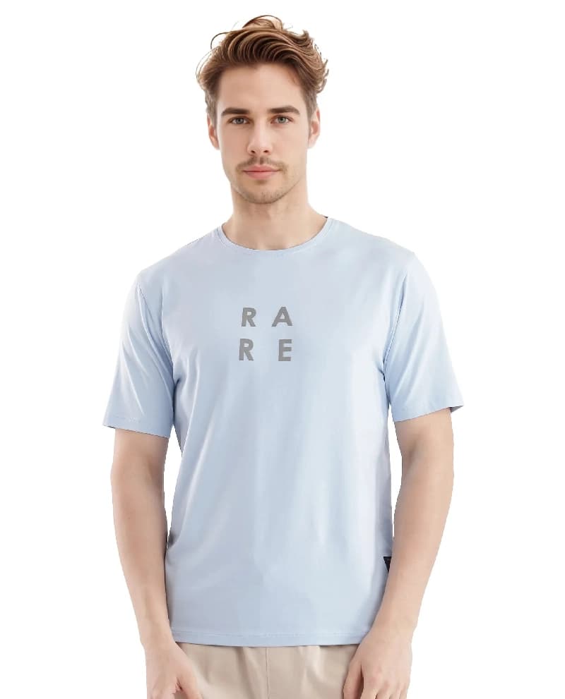 Men's Blue Casual Printed Slim Fit Tshirt