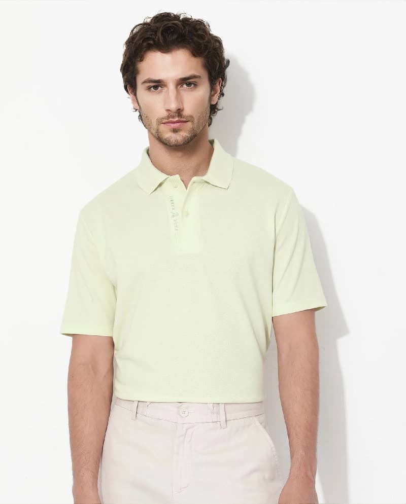 Men's Yellow Casual Solid Regular Fit Polo Tshirt