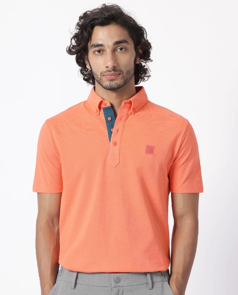Men's Pink Casual Solid Regular Fit Polo Tshirt