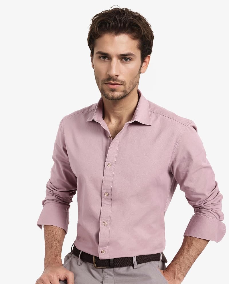 Men's Pink Formal Solid Regular Fit Shirt