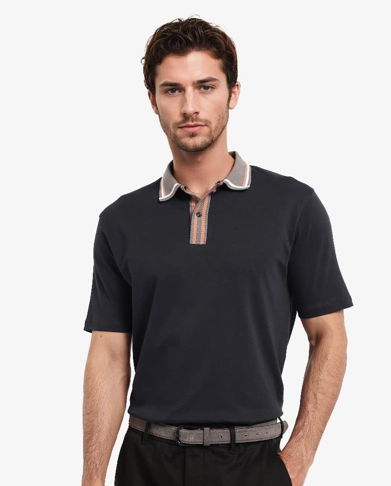 Men's Navy Casual Solid Regular Fit Polo Tshirt