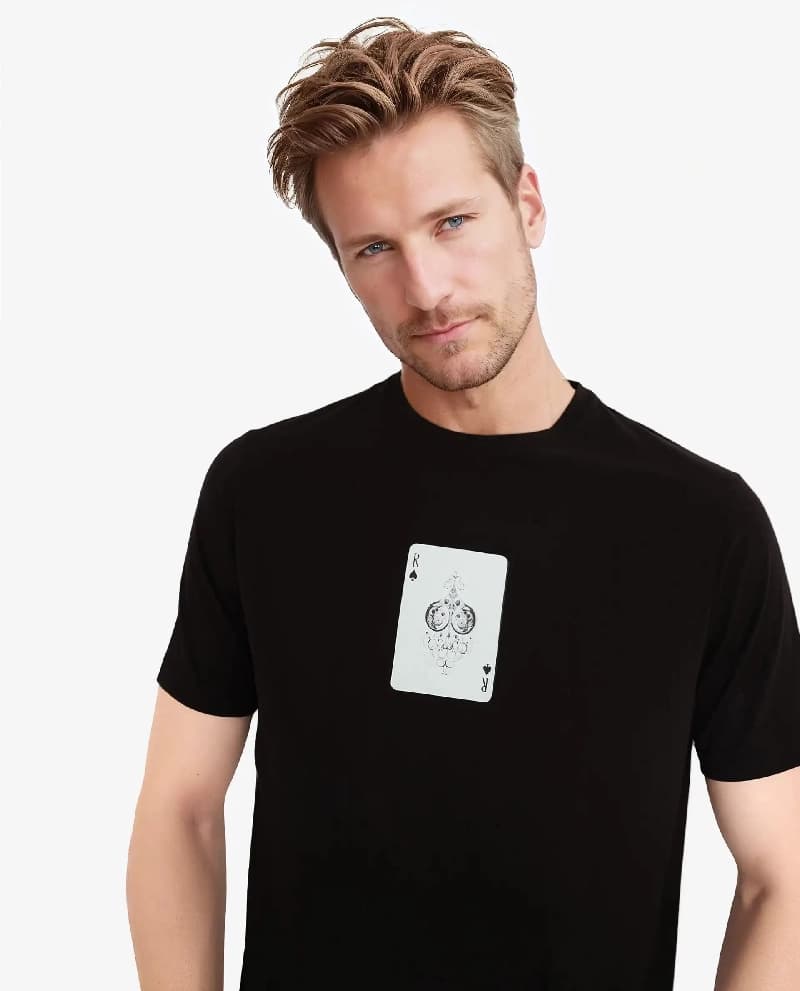 Men's Black Casual Printed Regular Fit Tshirt