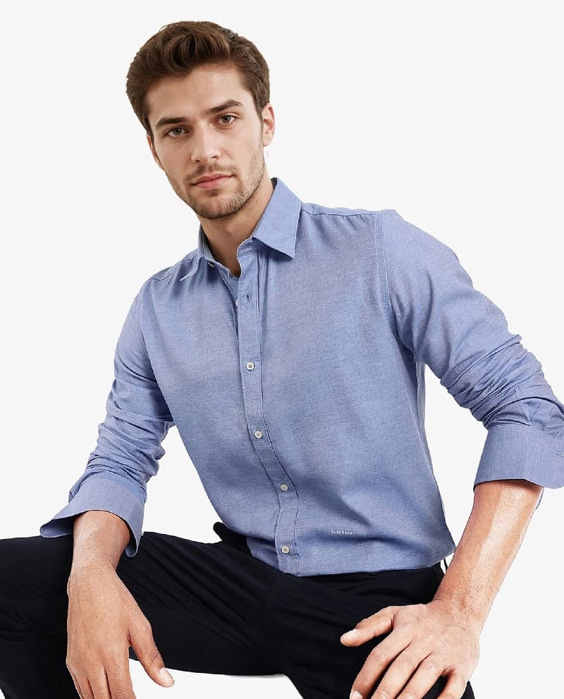 Men's Blue Formal Solid Regular Fit Shirt