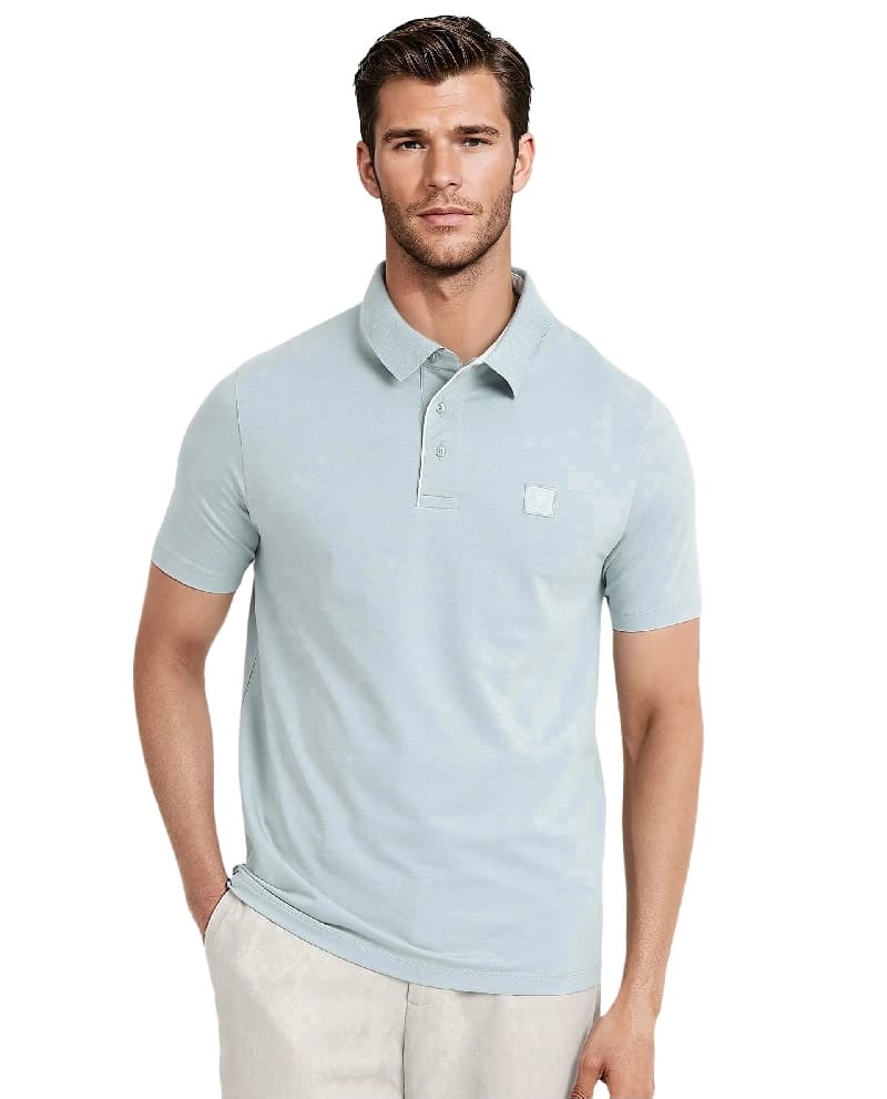 Men's Blue Casual Solid Regular Fit Polo Tshirt