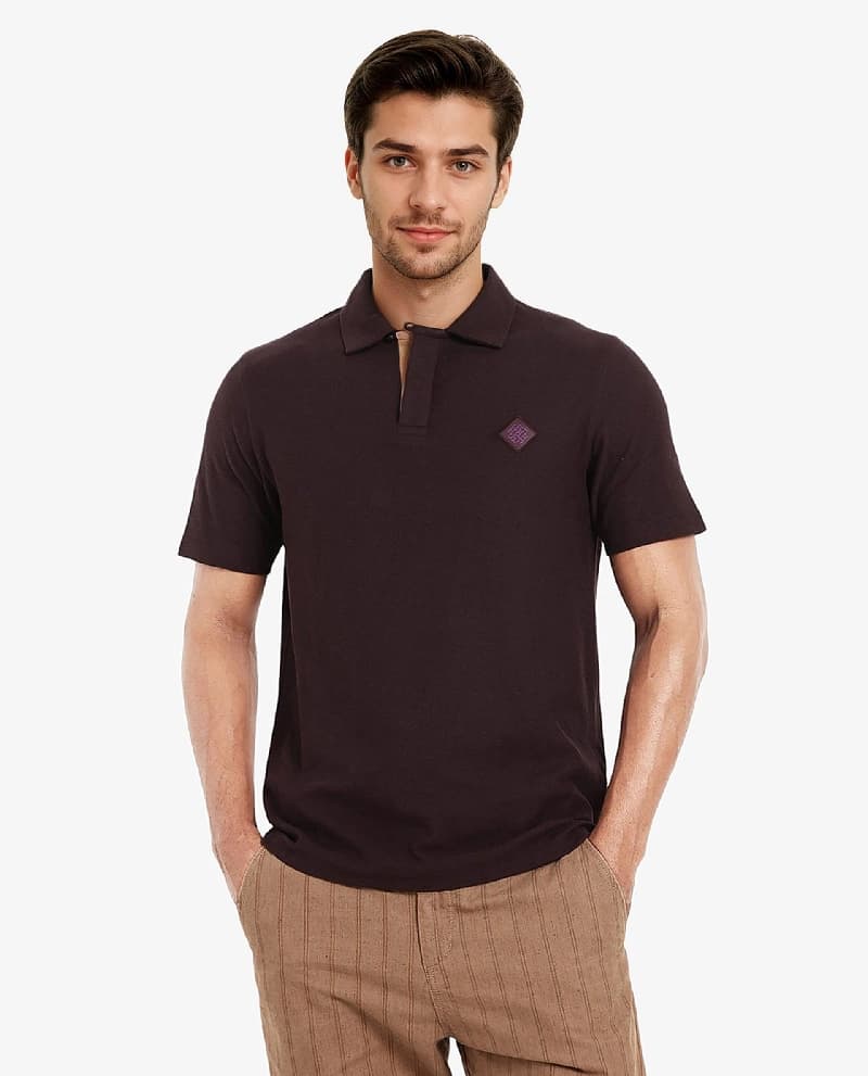 Men's Purple Casual Solid Regular Fit Polo Tshirt