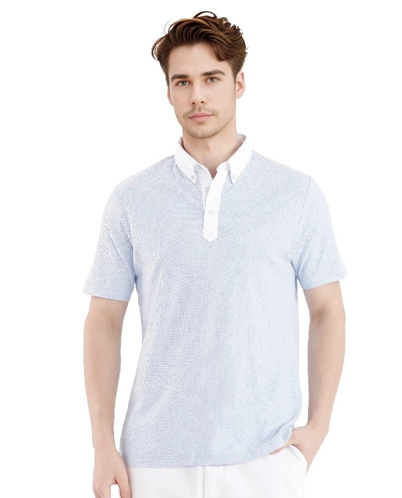 Men's Blue Casual Solid Regular Fit Polo Tshirt