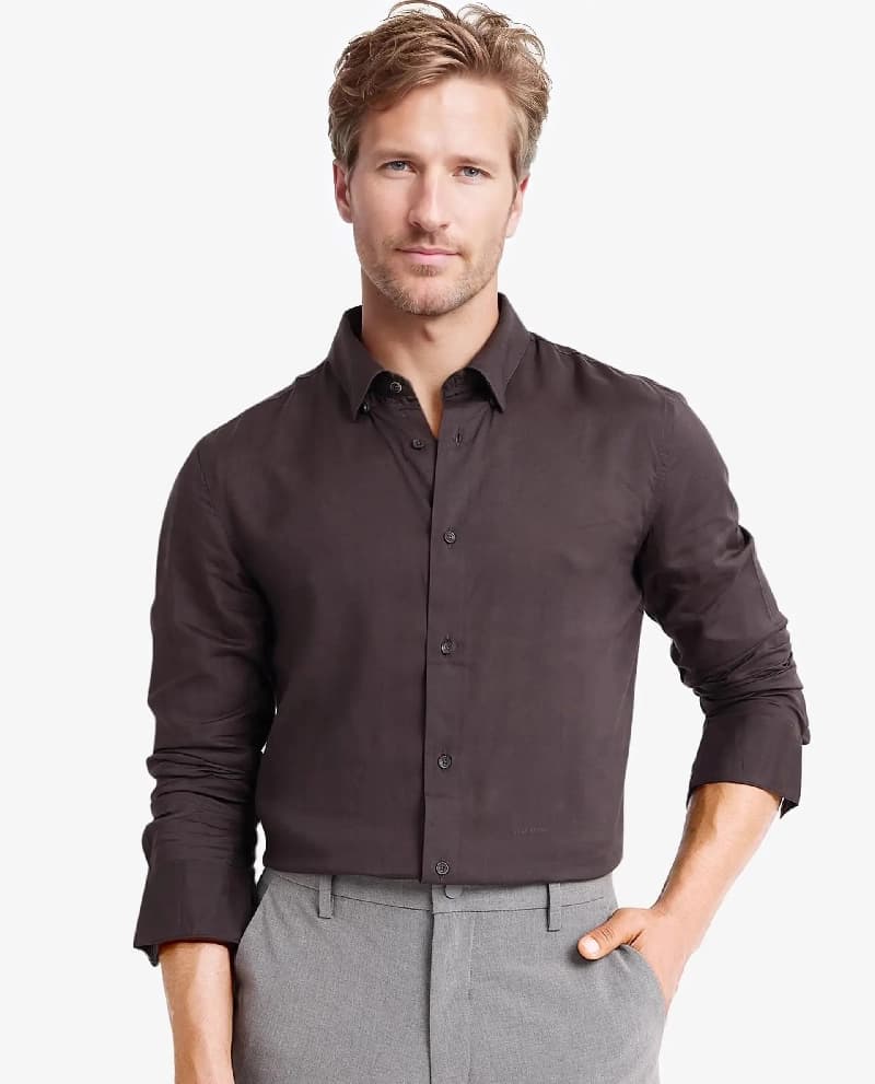 Men's Grey Formal Solid Regular Fit Shirt