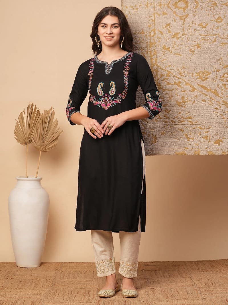 Women's Black Casual Kurta