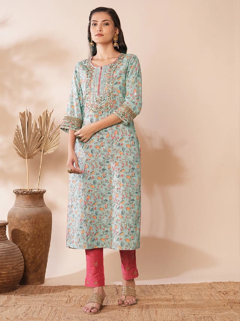 Women's Blue Casual Kurta
