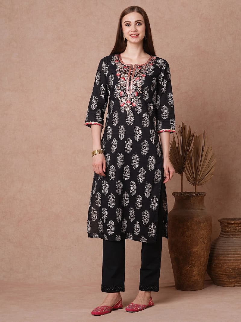 Women's Black Casual Kurta