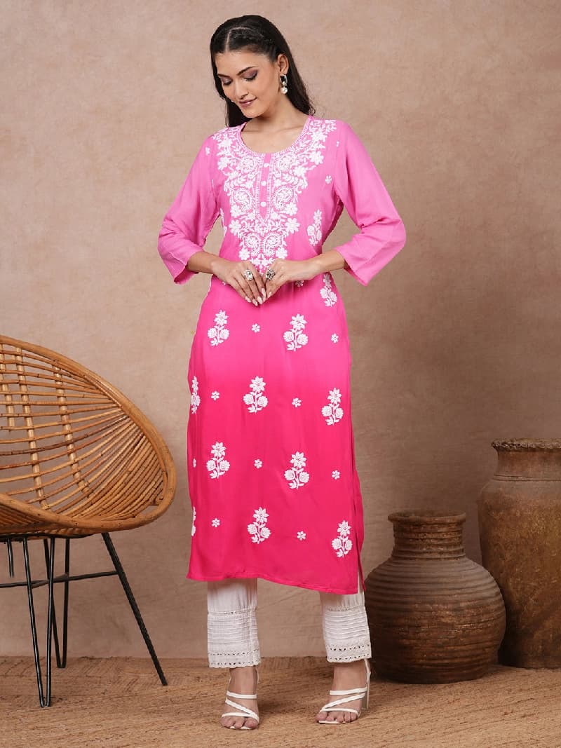 Women's Pink Casual Kurta