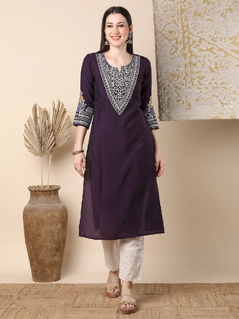Women's Purple Casual Kurta