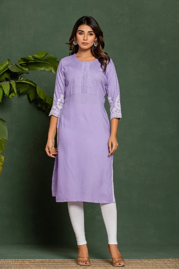 Women's Purple Casual Regular Fit Kurta