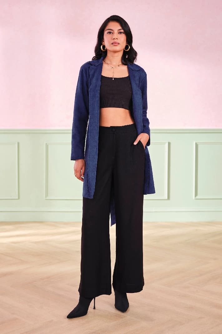 Women's Navy Casual Solid Jacket