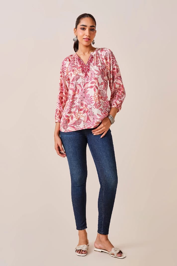 Women's Pink Casual Regular Fit Kurti