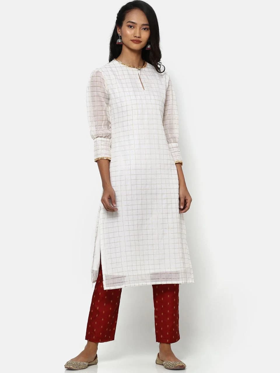 Women's White Casual Regular Fit Printed Kurta