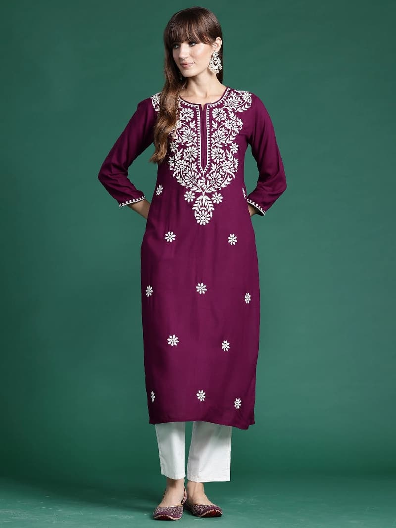 Women's Purple Festive Printed Kurta